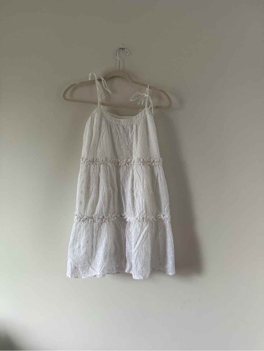 LOFT White Eyelet Cotton Mini Dress | Cottagecore Coastal Granddaughter Sundress